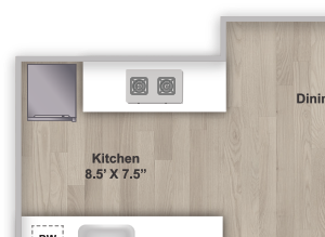 One bedroom floorplan layout